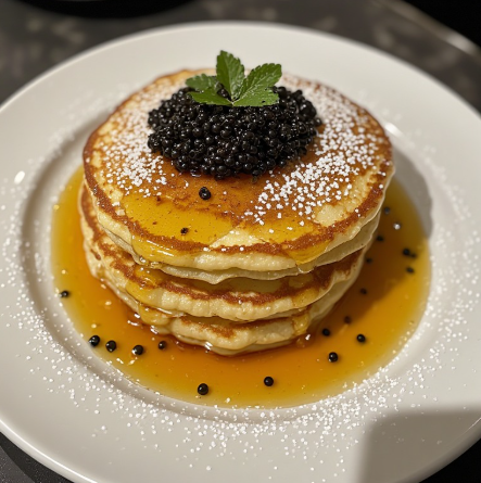 Dutch Baby Protein Pancake with Truffle Honey & Caviar