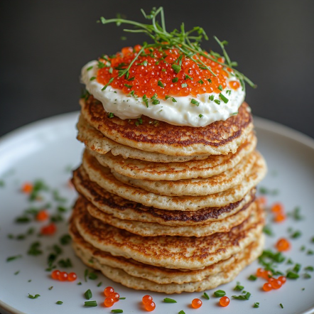 Iranian Beluga Caviar & Crème Fraîche Blini Tower