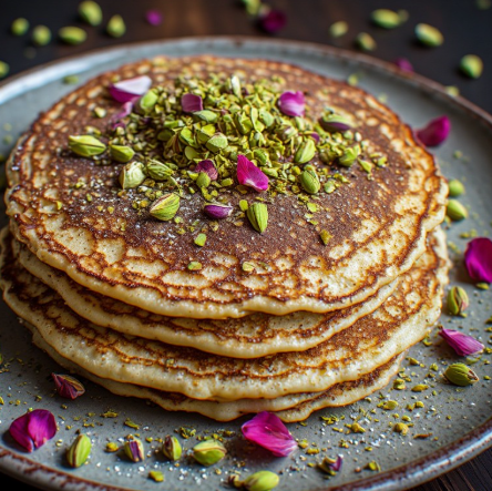Iranian Saffron & Pistachio Rose Protein Pancakes