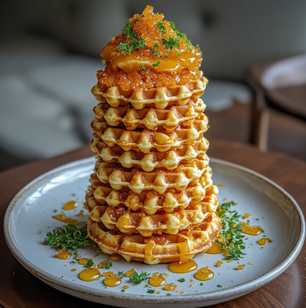 Iranian Beluga Caviar & Laeso Honey Waffle Tower