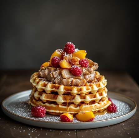 Foie Gras Torchon & White Peach Gold Waffles