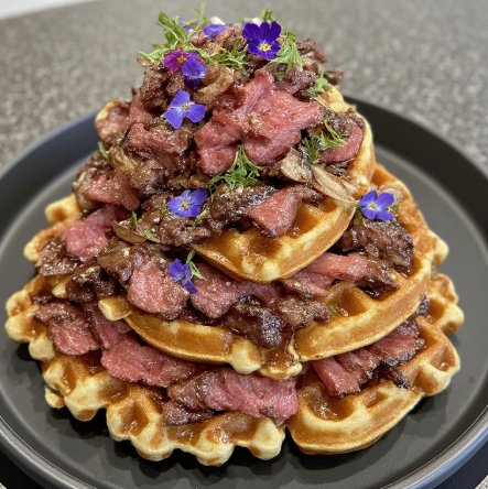 Miyazaki A5 Wagyu & Fresh Matsutake Waffle Tower