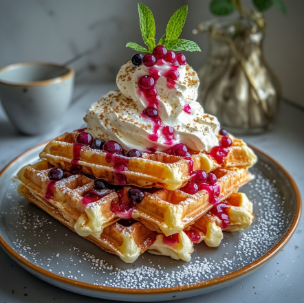 Dragon Fruit Pearls & 24k Gold Vegan Soufflé Waffles