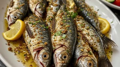 Baked Whole Sardines with Za’atar & Lemon