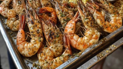 Grilled Giant Prawns with Za’atar & Lemon (Market Tray)