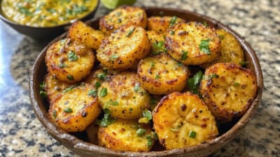 Tostones con Mojo de Aji Amarillo
