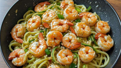Korean-Style Zucchini Noodle Stir-Fry with Shrimp