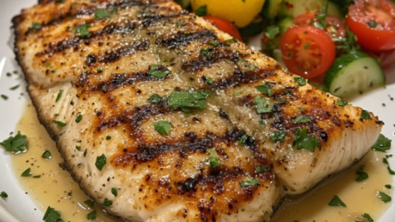 Char-Grilled Mackerel Fillet with Schug & Lemon
