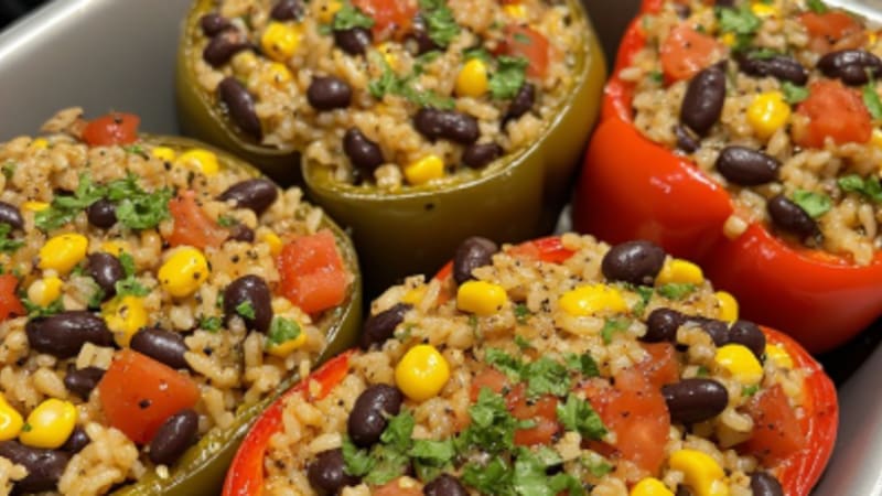 Mandu-Style Stuffed Bell Peppers