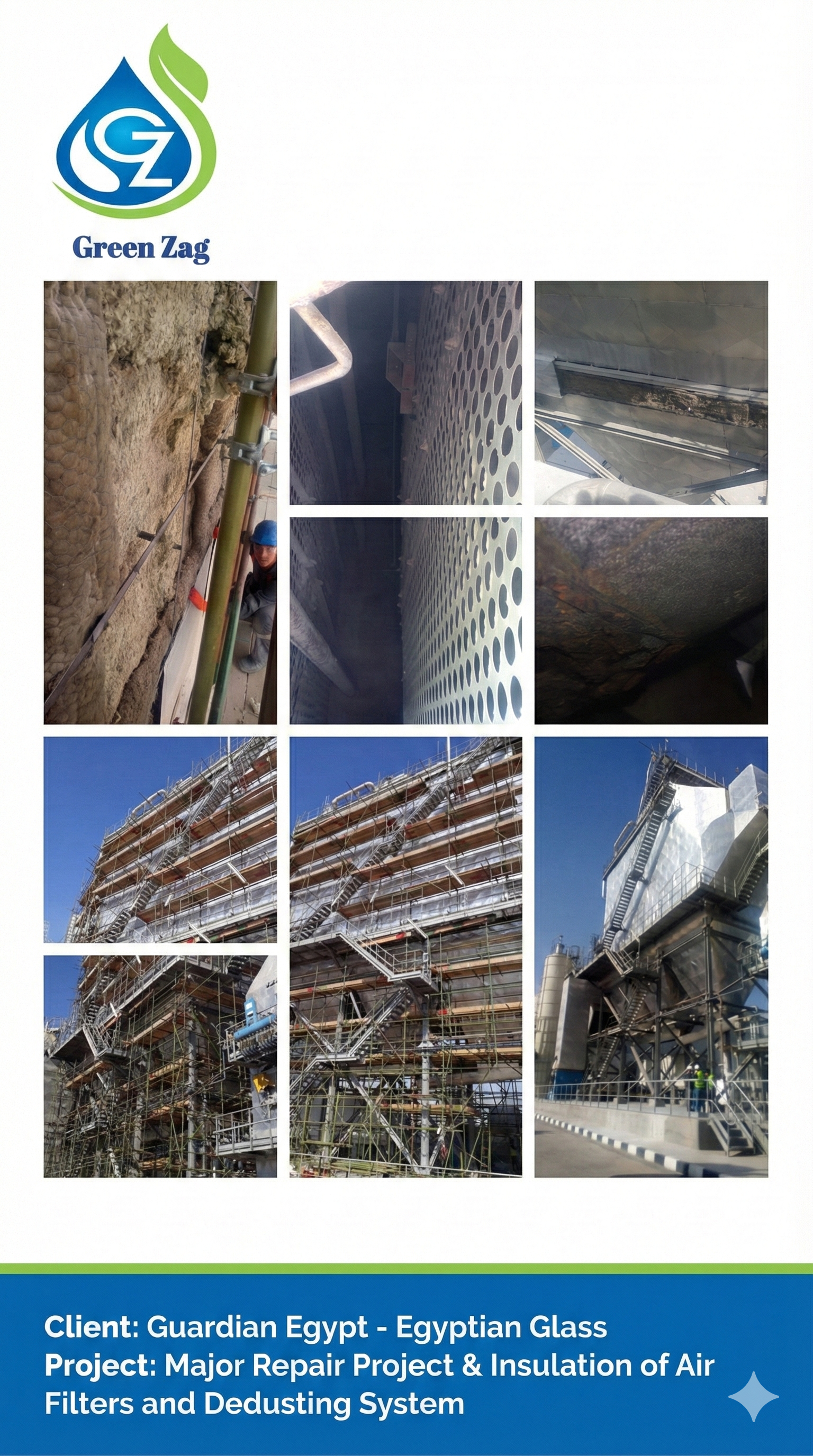 Major Repair Project & Insulation of Air Filters and Dedusting System, Client: Guardian Egypt - Egyptian Glass