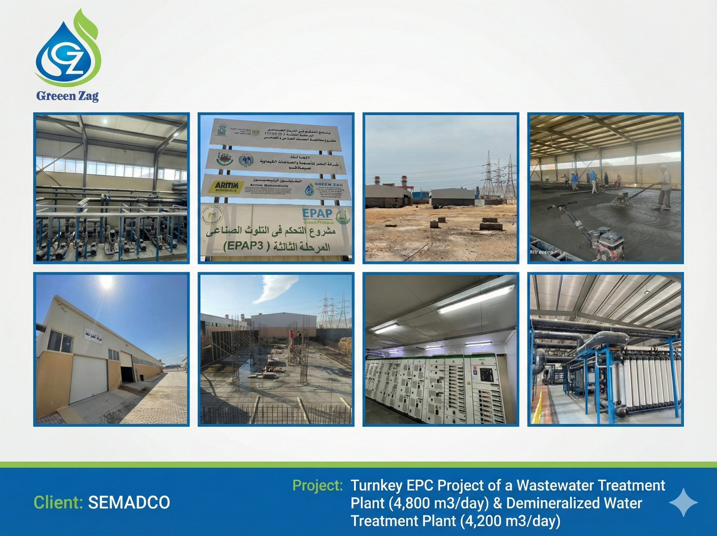 Trunkey EPC Project of a Wastewater Treatment Plant (4,800 m3/day) &  Demineralized Water Treatment Plant (4,200 m3/day), Client: SEMADCO