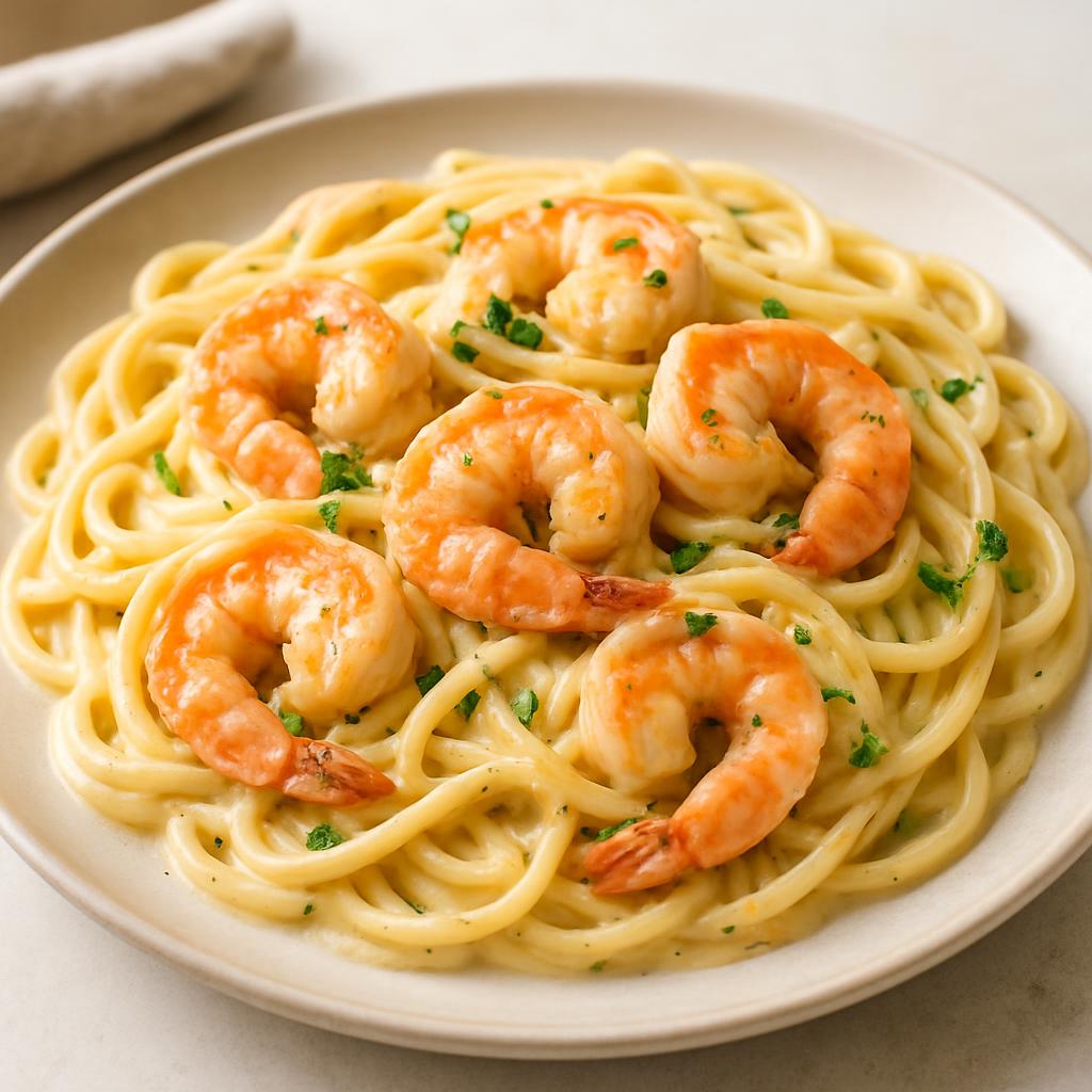 Creamy Garlic Butter Shrimp Pasta recipe