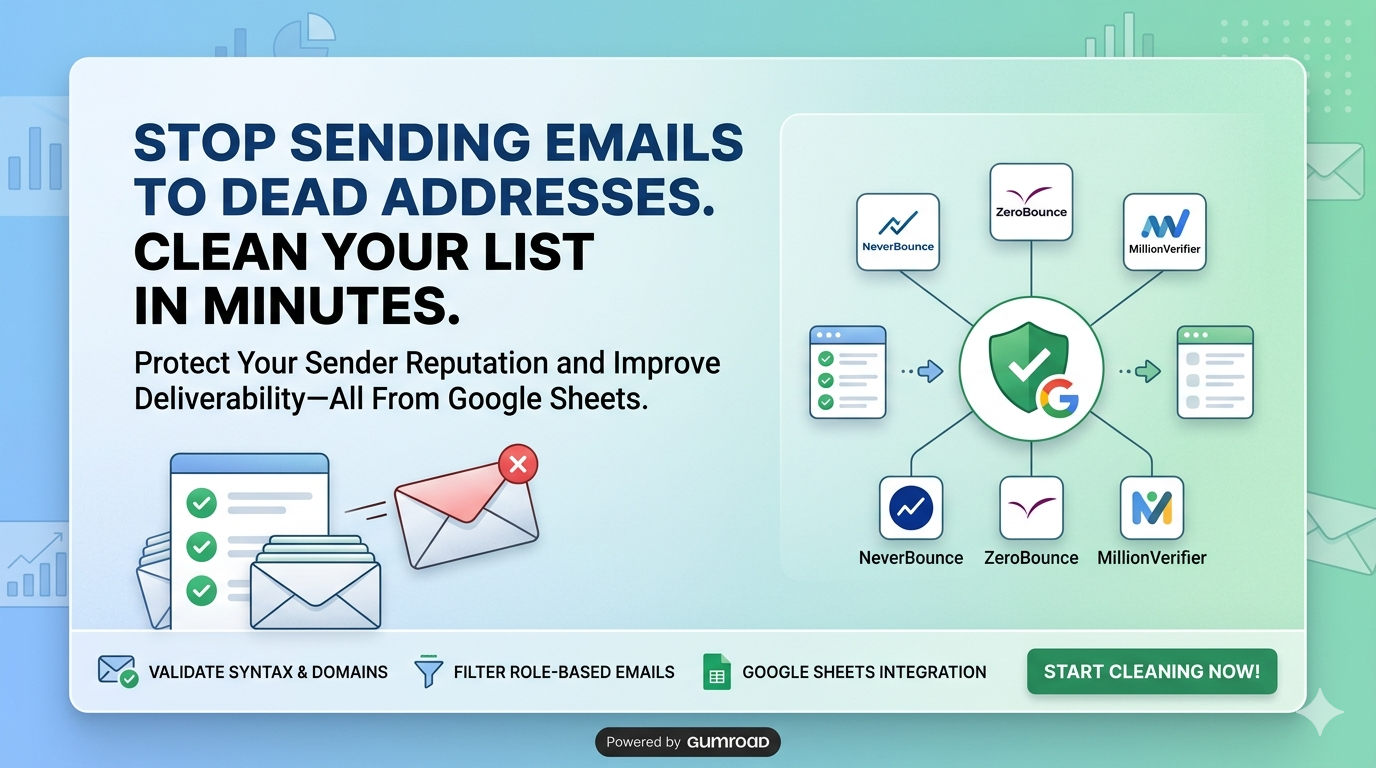Email verification dashboard showing validation results