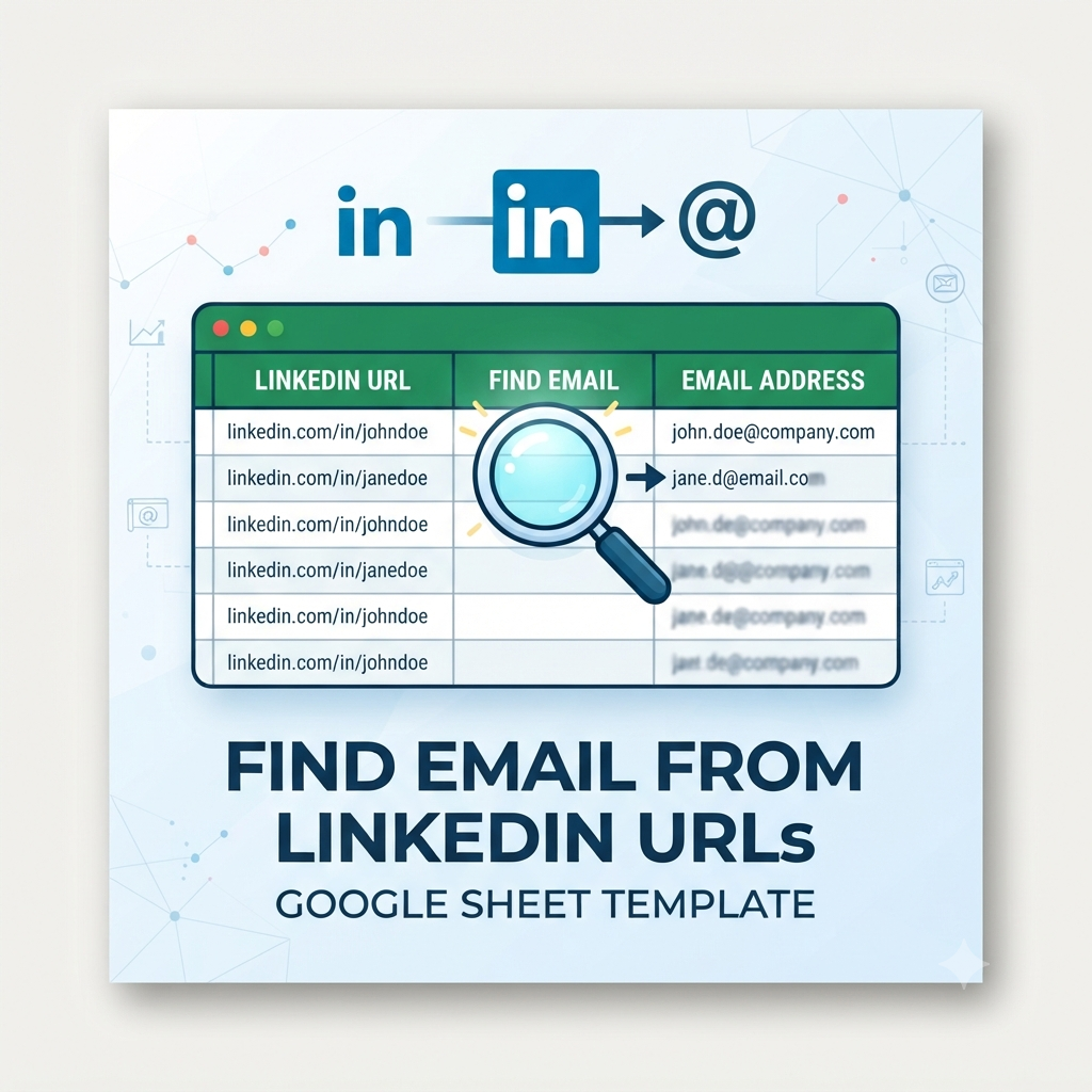 Find Email from LinkedIn URLs — Google Sheet template preview