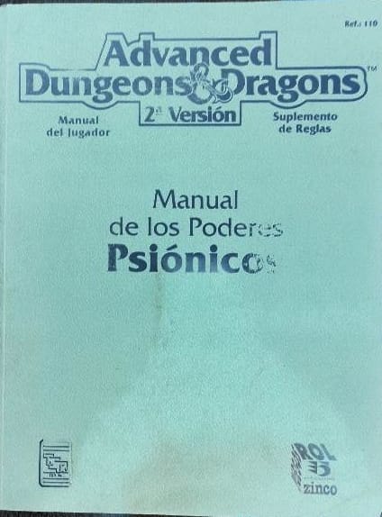 Advanced Dungeons & Dragons 2da, manual de los poderes psiónicos
