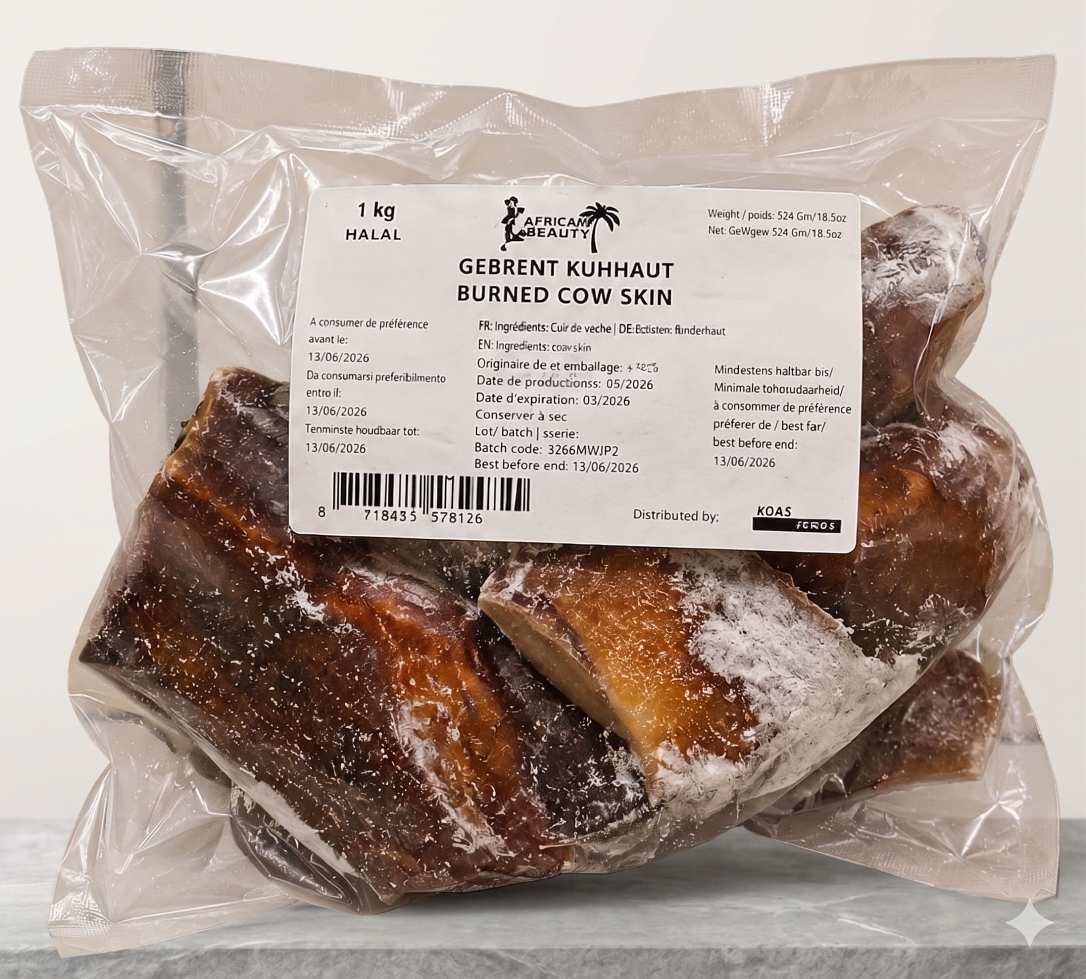 1kg-Smoked/Burned Frozen Cow Skin-Ponmo-2kg