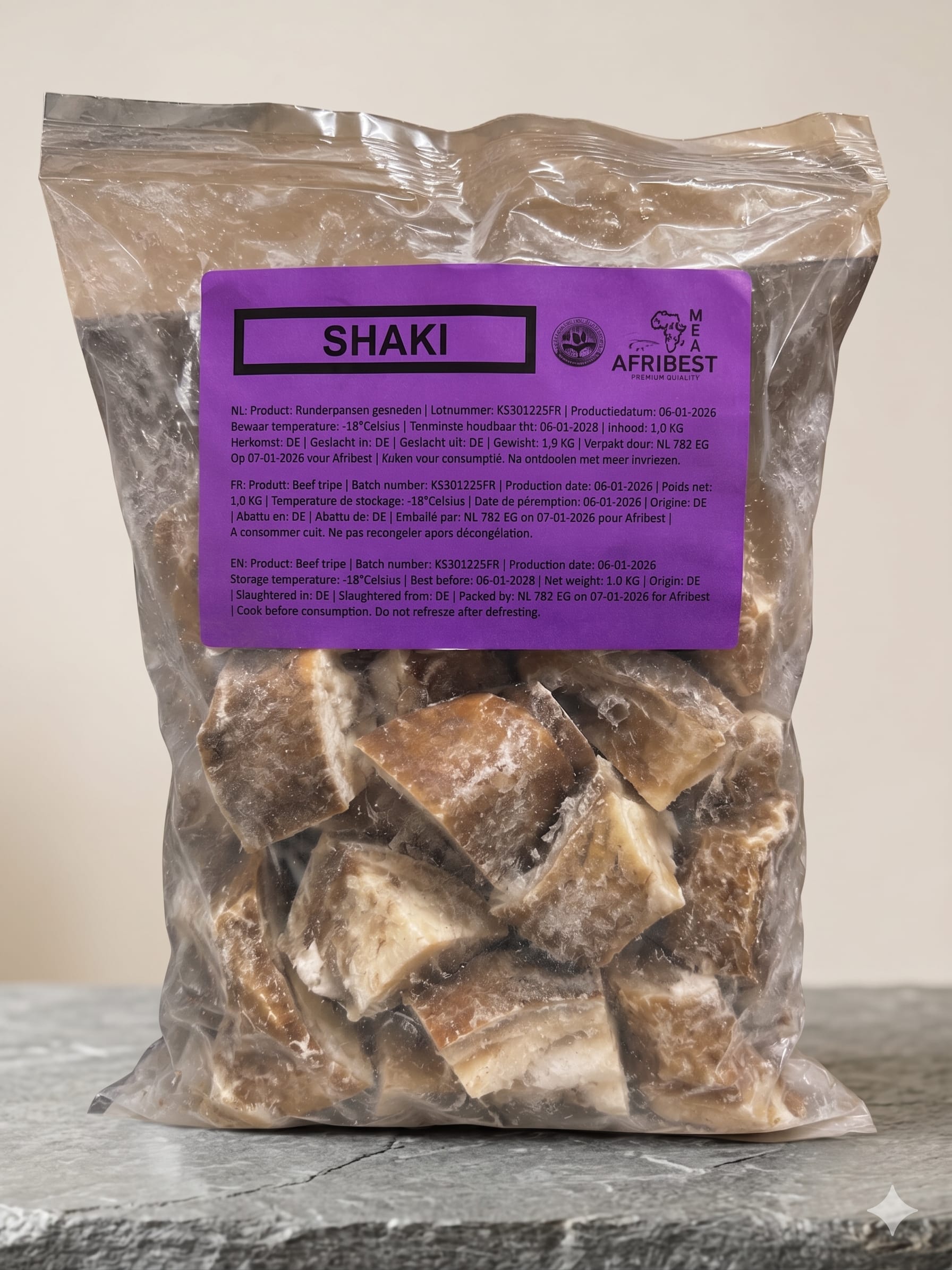 Frozen Cow Tripe(Shaki)-1kg