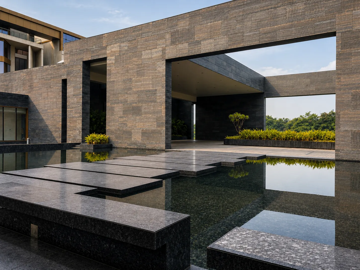 Entrance Canopy from Experience Centre Water Body