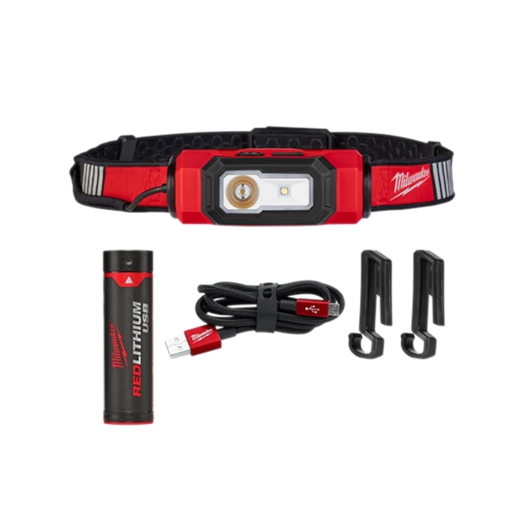 211621 Kit linterna de casco con USB milwaukee 600 lúmenes