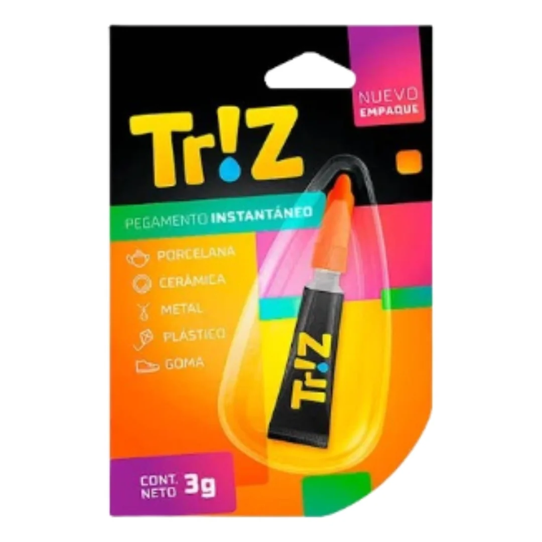 Pegamento Triz 3 Gr Adhesivo Instantáneo Secado Rápido Alta Resistencia para Plástico