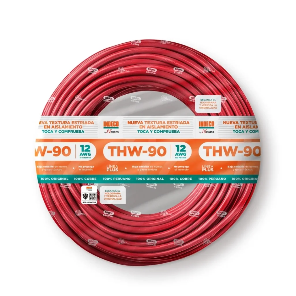 CABLE THW-90 P+EST 12AWG 450/750V ROJO - INDECO