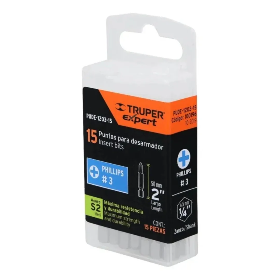 PUNTAS PH2 2'' CAJA DE 15 UNIDADES COD:100195 TRUPER PUNTAS PH2 2'' CAJA DE 15 UNIDADES COD:100195 TRUPER