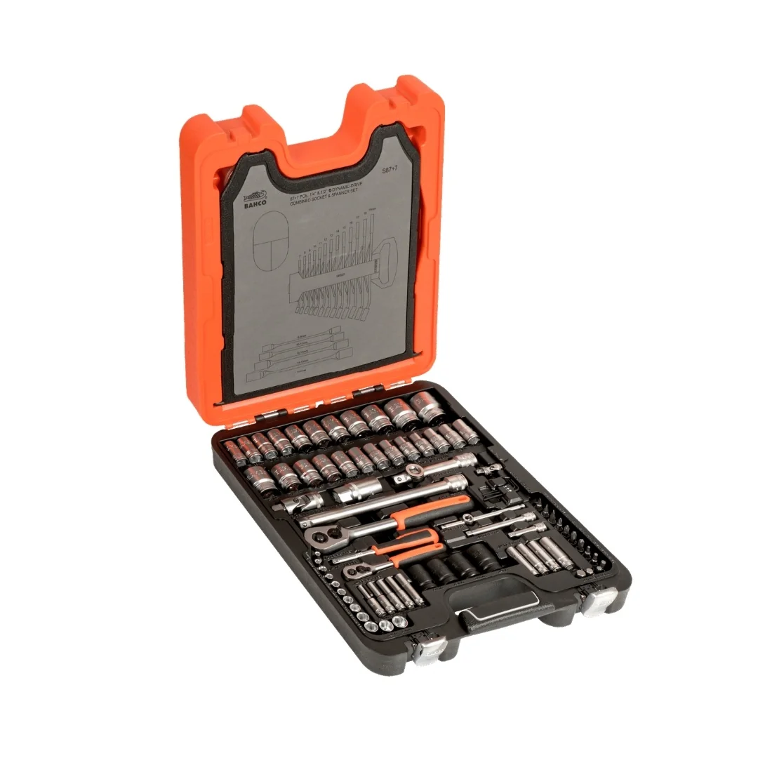 BAHCO - SET DADOS HEXAGONALES Y ACCESORIOS MM/PULG ENC 1/4" Y 1/2" 94P S87+7