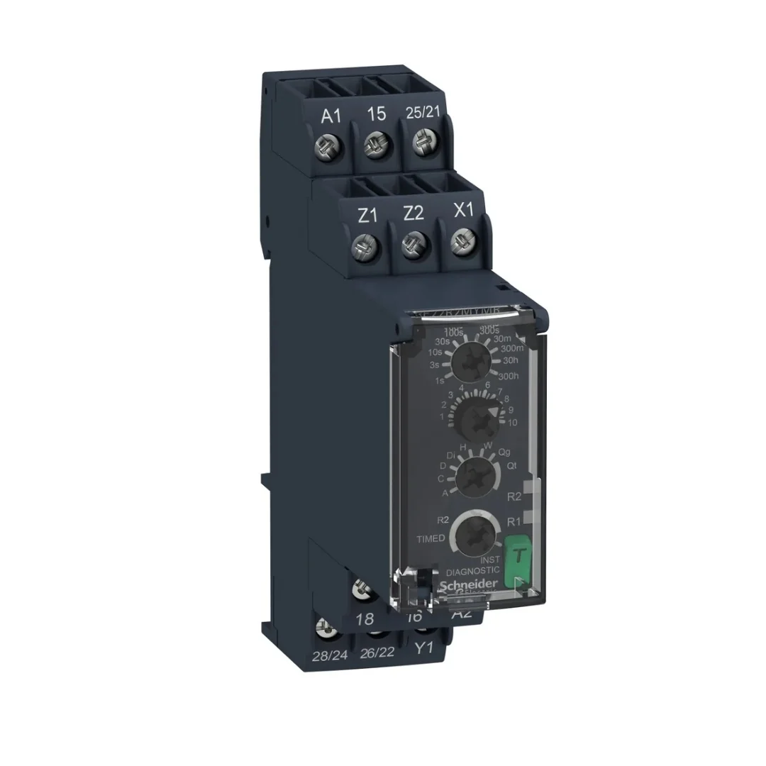 RELE TEMPORIZADOR RE22, 24-240V, 2NA/NC, MULTIFUNCION, 0.05s-300H, C/TEST COD:RE22R2MYMR SCHNEIDER RELE TEMPORIZADOR RE22, 24-240V, 2NA/NC, MULTIFUNCION, 0.05s-300H, C/TEST COD:RE22R2MYMR SCHNEIDER