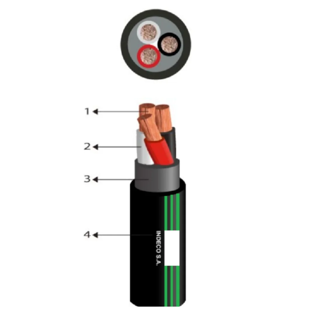 CABLE PRACTICABLE TTRF-70 (NMT-PC) (VULCANIZADO) NEGRO 3X12+1X12AWG 0.3/0.5KV - INDECO