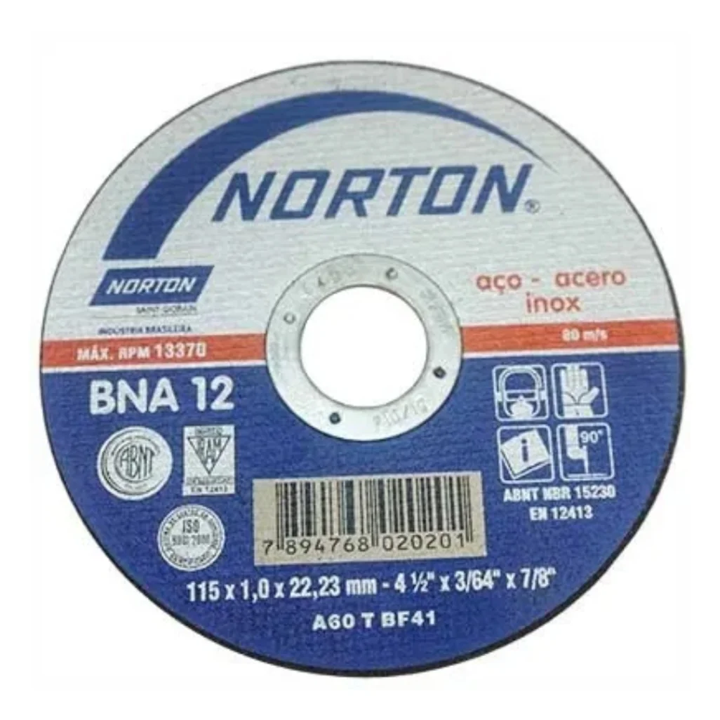 DISCO DE CORTE PARA ACERO INOXIDABLE 4 1/2" X 1/16" NORTON PARA AMOLADORA DISCO DE CORTE PARA ACERO INOXIDABLE 4 1/2" X 1/16" NORTON PARA AMOLADORA