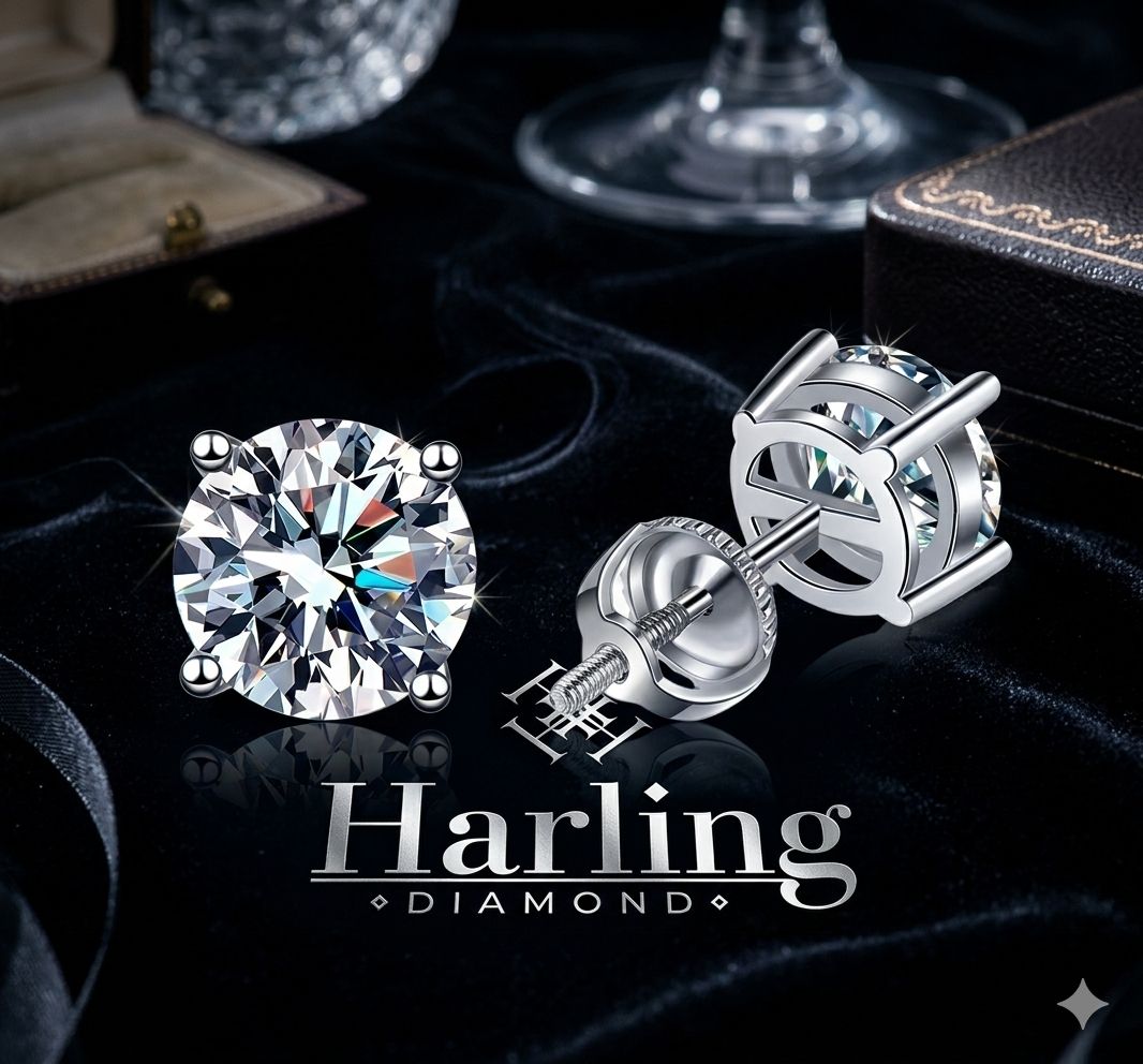 Aretes Estrella Plata s925 VVS Moissanite con cierre de rosca