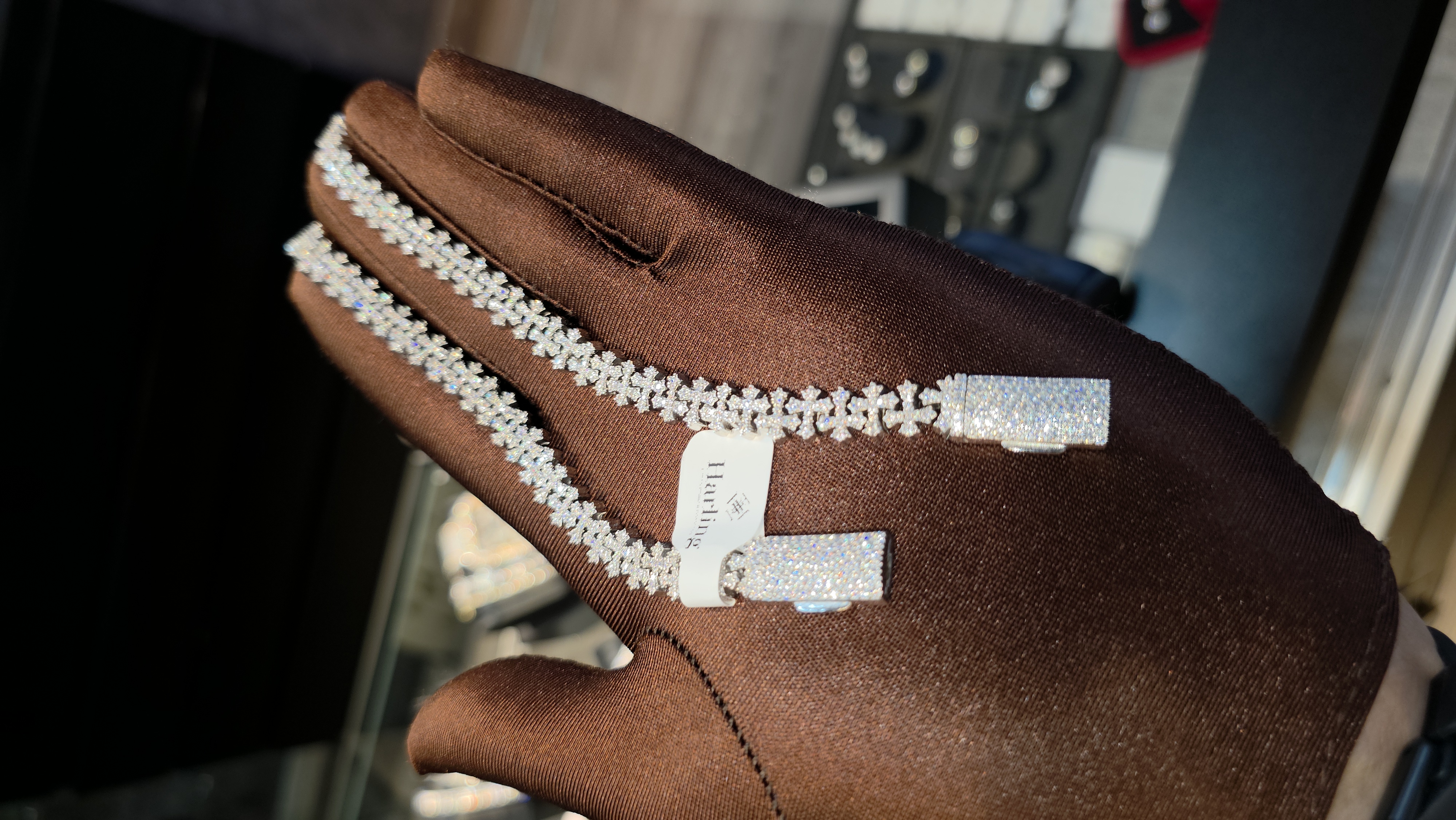 Brazalete Doble Cruz 8MM Plata de Ley 925 VVS Moissanite