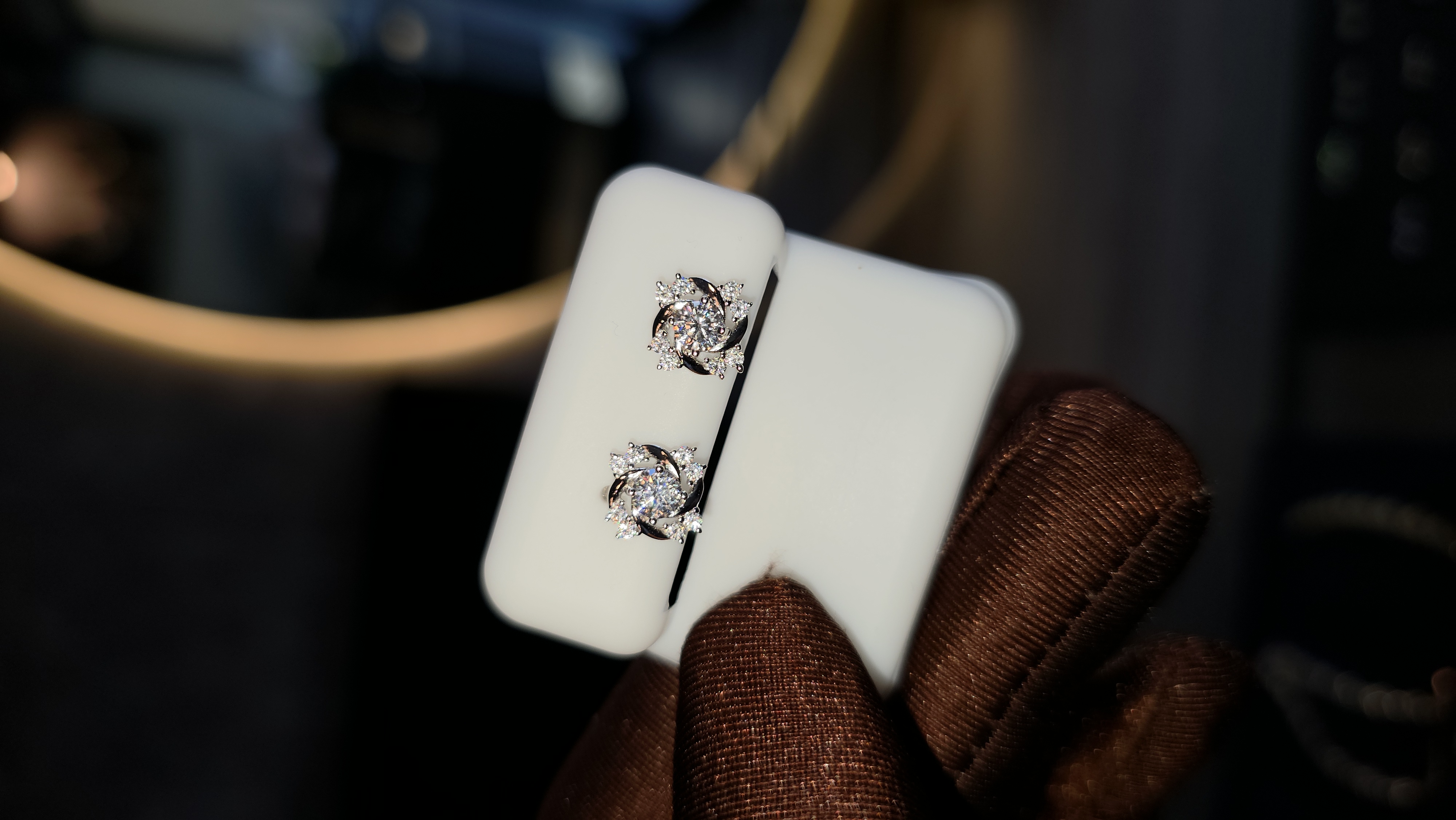 Aretes rosa moissanite en plata de ley 925