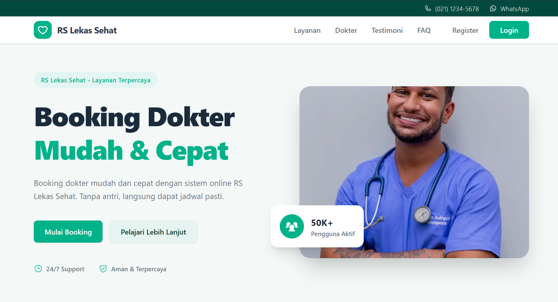 Landing Page Rumah Sakit Lekas Sehat