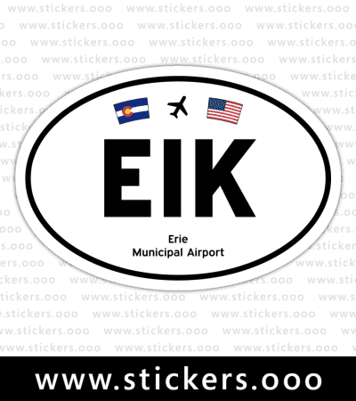 EIK, Erie Municipal Airport (Erie, Colorado CO) — Oval Decal