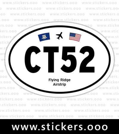 CT52, Flying Ridge Airstrip (Newtown, Connecticut CT) — Oval Decal