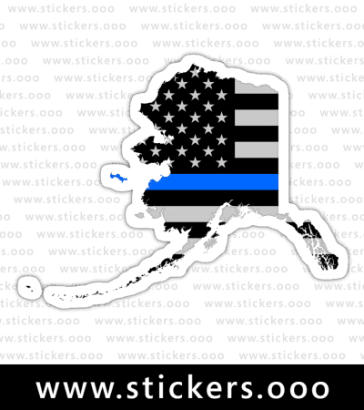 Alaska AK – Thin Blue Line / Police Law Enforcement / USA American Flag