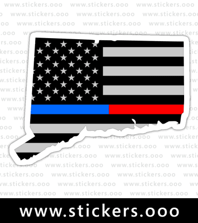 Connecticut CT – Thin Blue Red Line / Police + Firefighter / USA American Flag