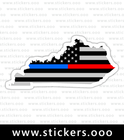 Kentucky KY – Thin Blue Red Line / Police + Firefighter / USA American Flag