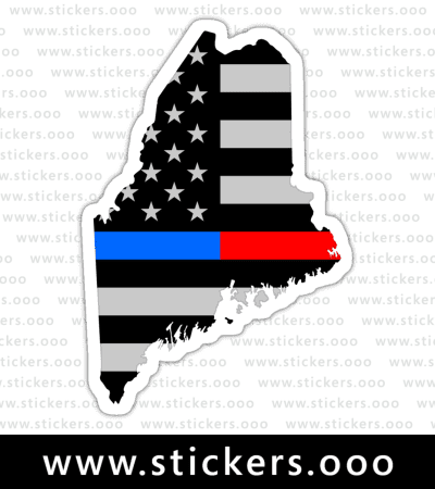 Maine ME – Thin Blue Red Line / Police + Firefighter / USA American Flag