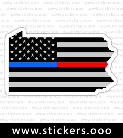 Pennsylvania PA – Thin Blue Red Line / Police + Firefighter / USA American Flag