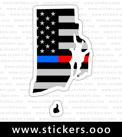 Rhode Island RI – Thin Blue Red Line / Police + Firefighter / USA American Flag