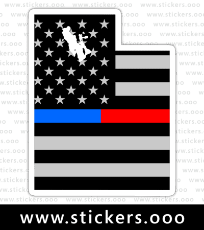 Utah UT – Thin Blue Red Line / Police + Firefighter / USA American Flag