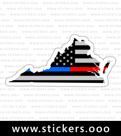 Virginia VA – Thin Blue Red Line / Police + Firefighter / USA American Flag