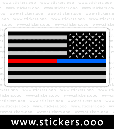 Thin Blue Red Line Flag / Police + Firefighter / USA American Flag (Gray, Reverse)