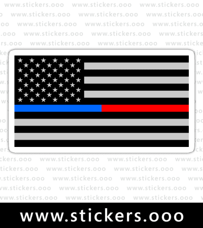 Thin Blue Red Line Flag / Police + Firefighter / USA American Flag (Gray)