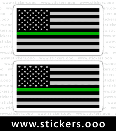 Thin Green Line Flag / Military + Federal Agents / USA American Flag (Gray) ×2