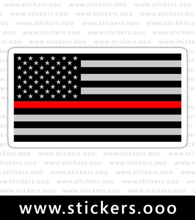 Thin Red Line Flag / Firefighter + Fire Rescue / USA American Flag (Gray)
