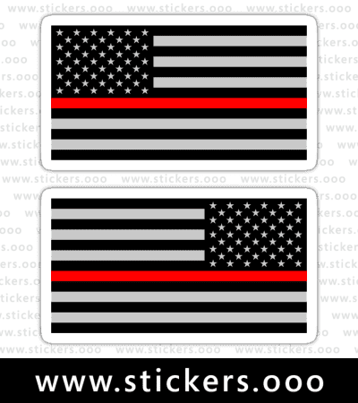 Thin Red Line Flag / Firefighter + Fire Rescue / USA American Flag (Gray, 1 Reverse) ×2