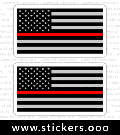 Thin Red Line Flag / Firefighter + Fire Rescue / USA American Flag (Gray) ×2